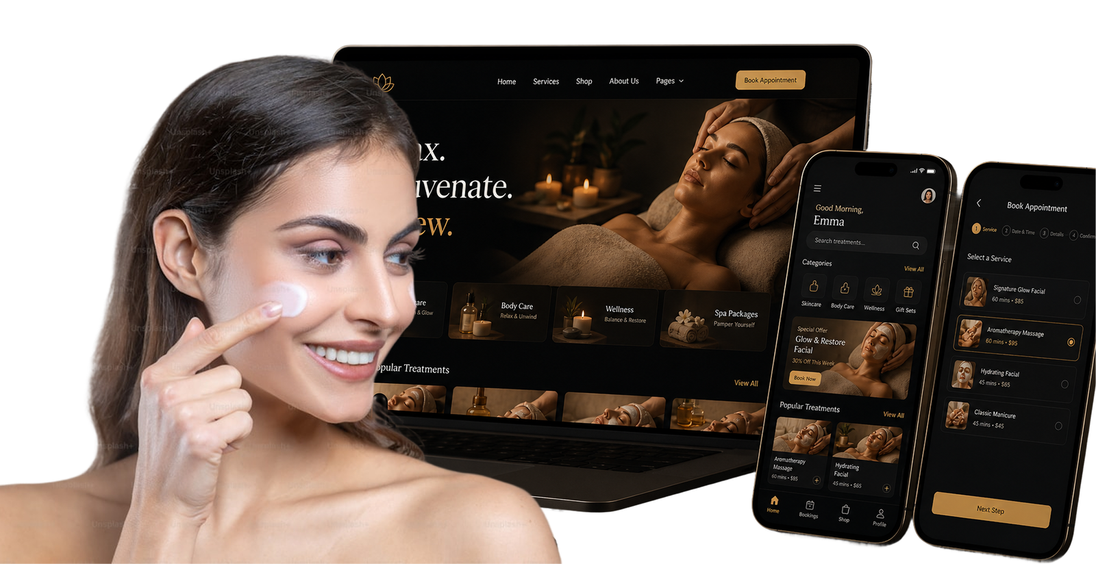 Beauty Spa Website responsive mockup by Lokomax Studio