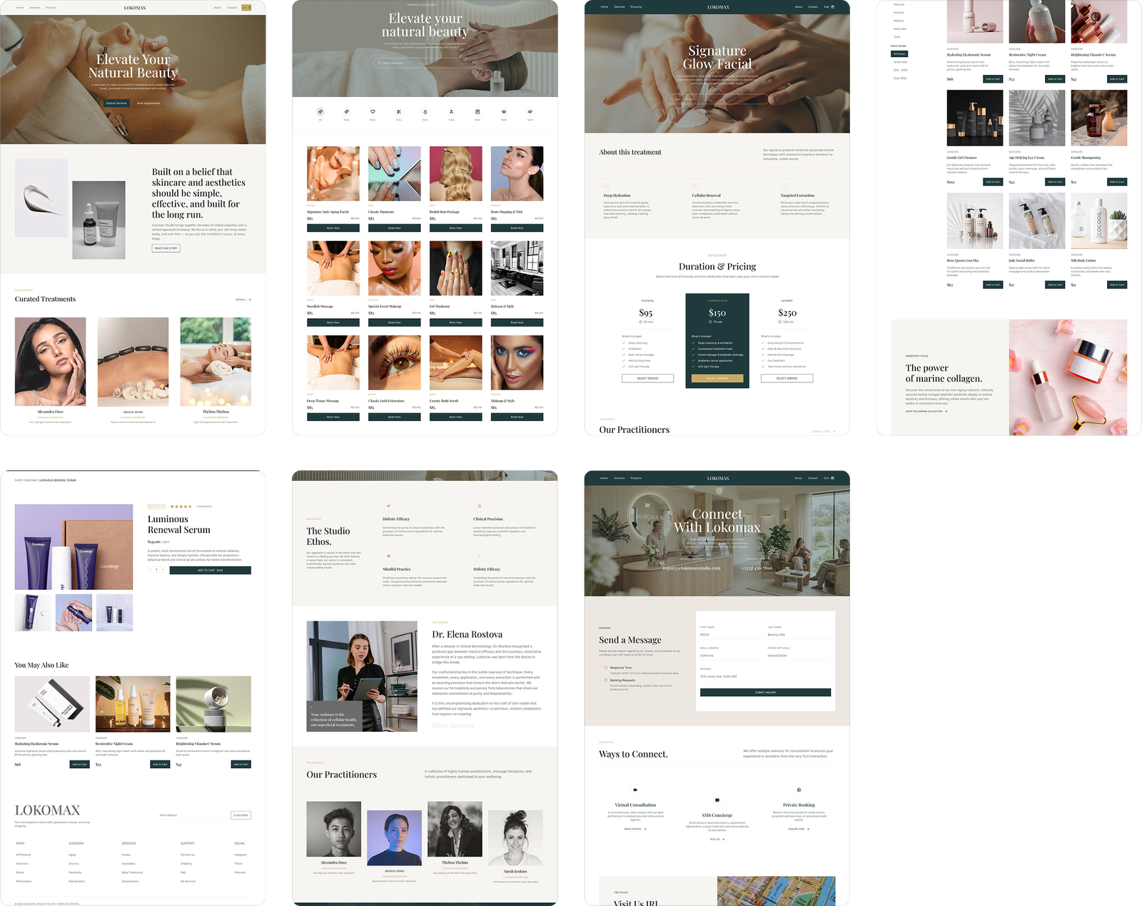 Beauty Spa Website UI showcase screens