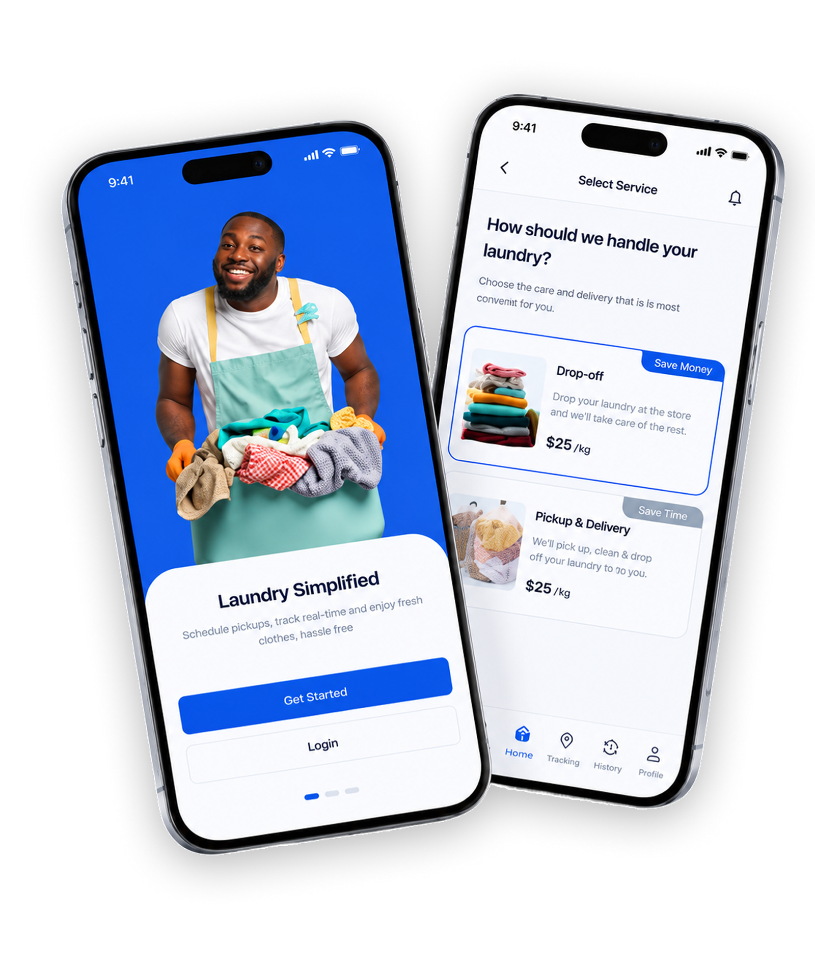 Laundry app phone mockup
