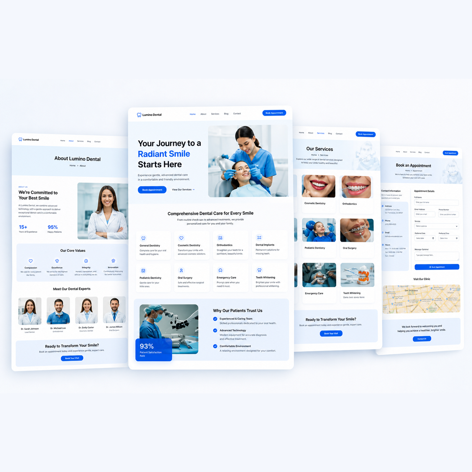 Modern dental clinic website designed for patient booking, treatment information, and healthcare management.