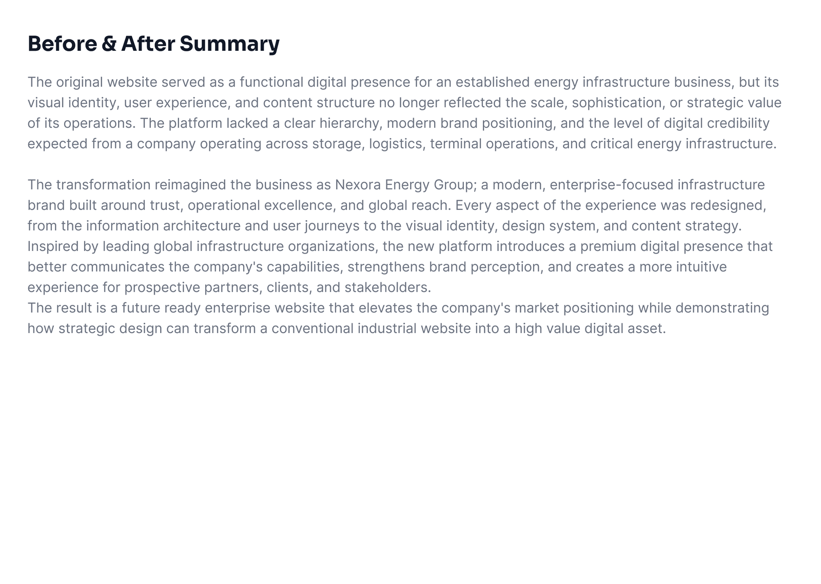 Oil and gas design summary