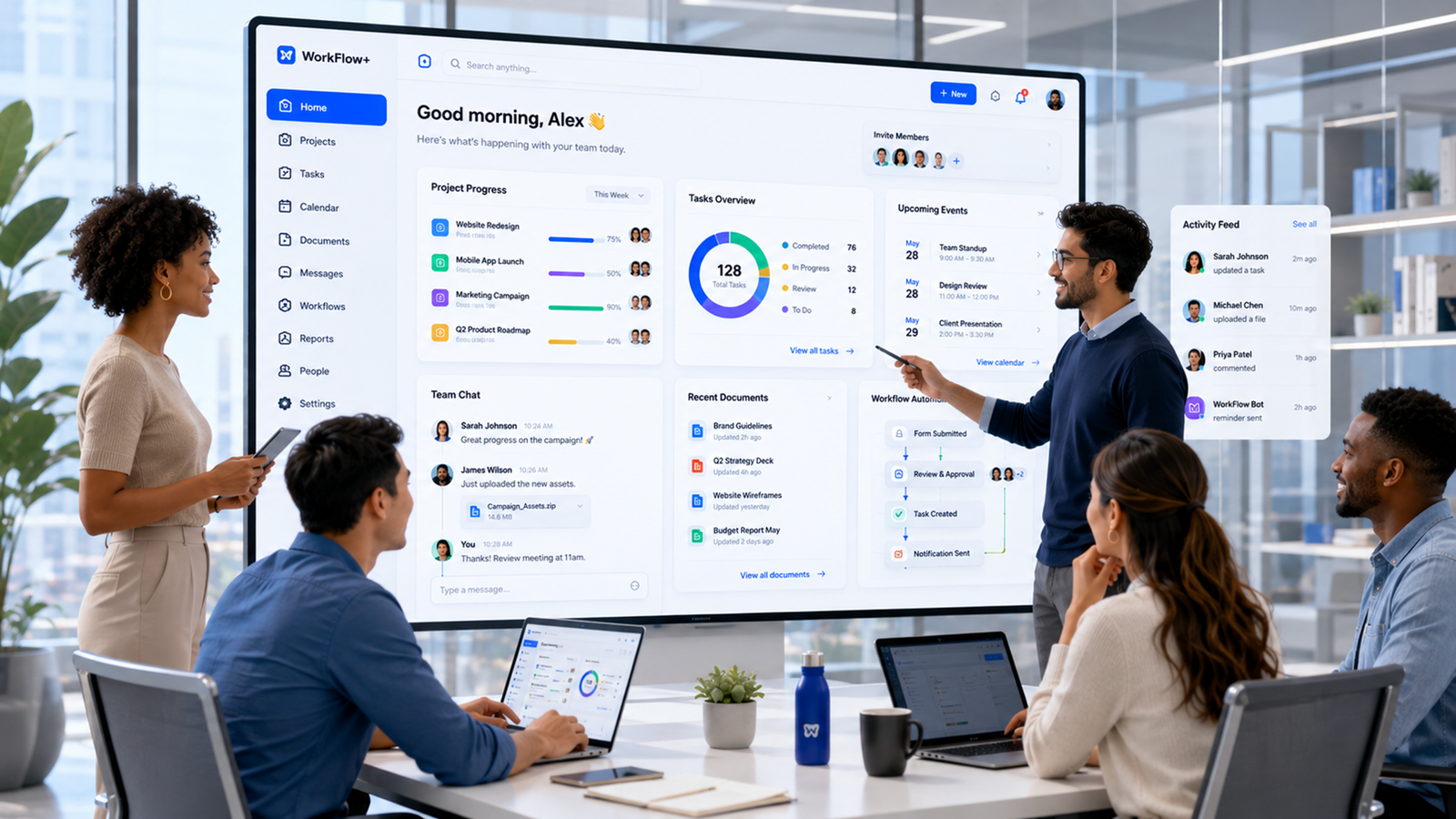 A collaborative planning session where product teams align workflows, operational requirements, and user needs before interface design begins.