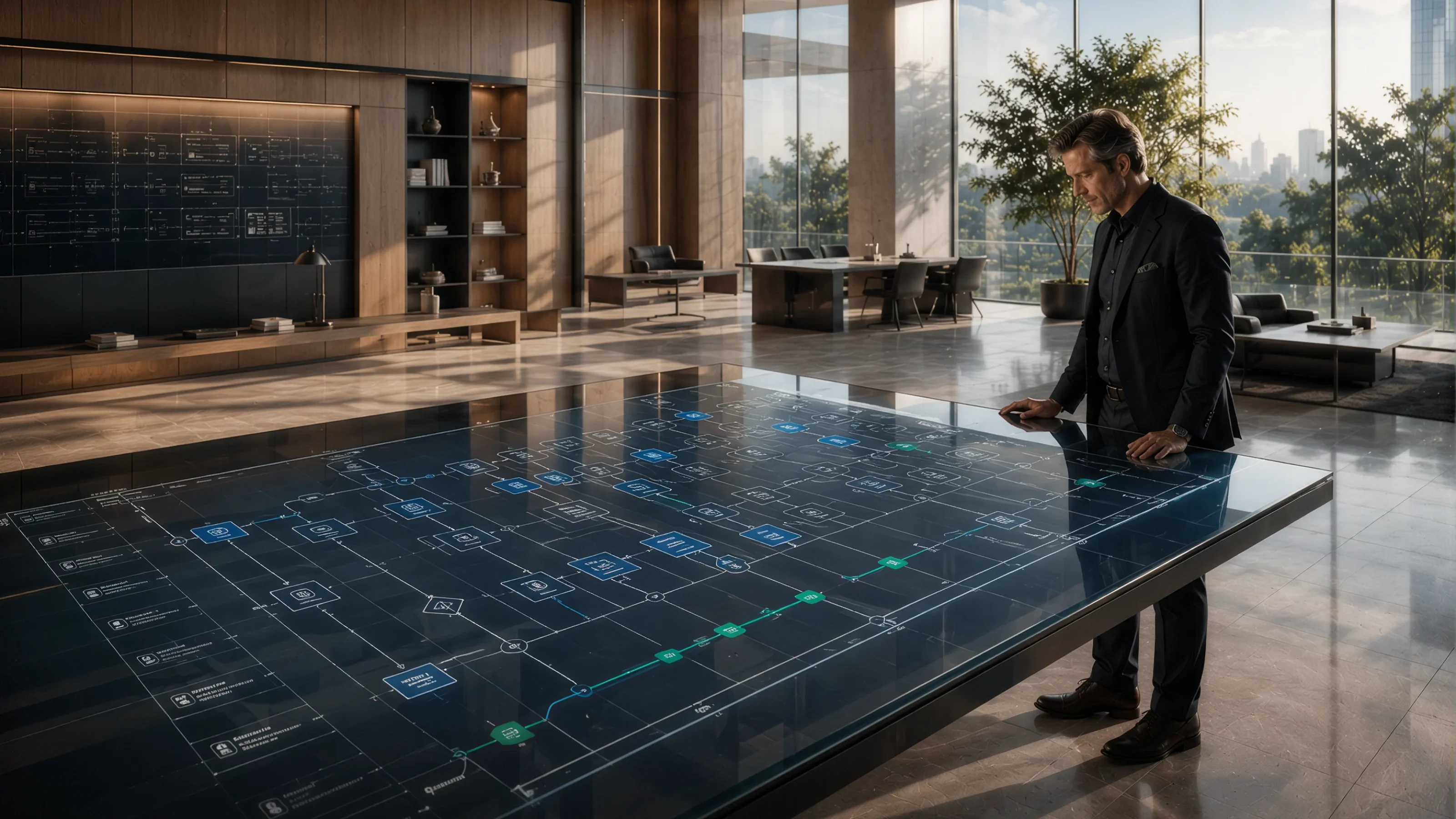 A connected operations map shows how customer demand moves through teams, systems, and decisions.